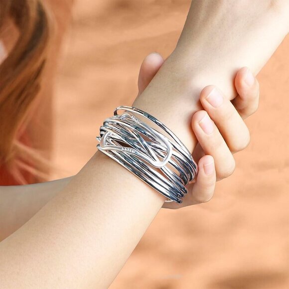 Leopard Bracelet for Women, Boho Leather Wrap Multi-Layer Pearl Crystal - Picture 3 of 6